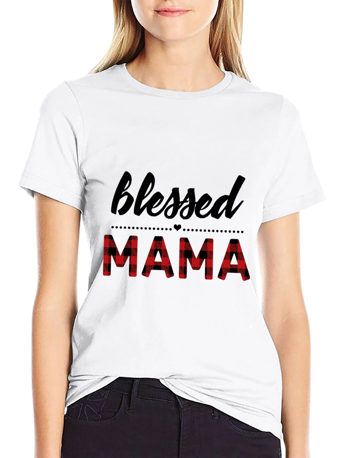 Blessed Mama Plaid Graphic Tee