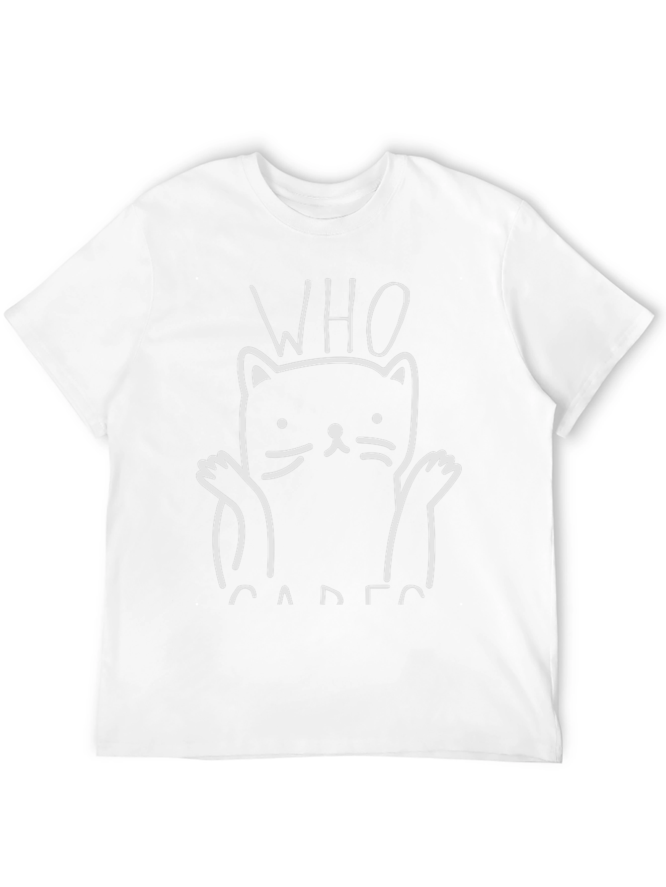 Who Cares Cat Graphic Tee - Funny Unisex T-Shirt