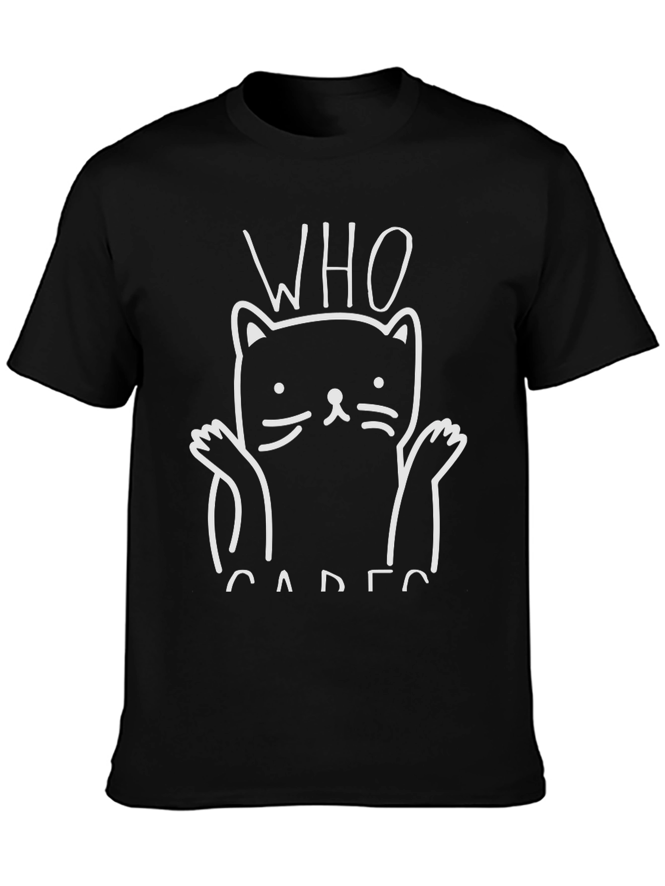 Who Cares Cat Graphic Tee - Funny Unisex T-Shirt