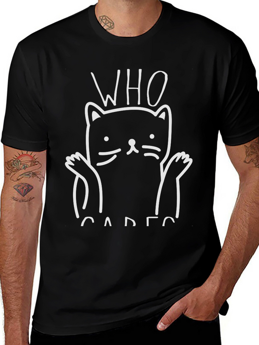 Who Cares Cat Graphic Tee - Funny Unisex T-Shirt