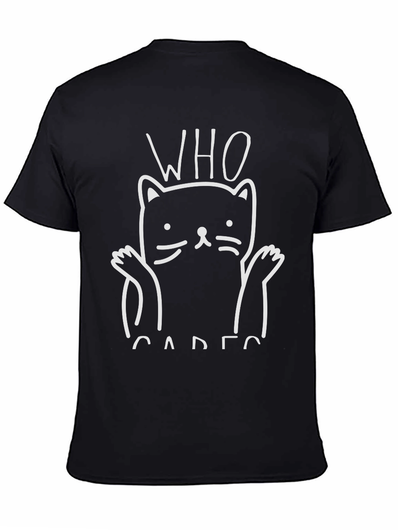 Who Cares Cat Graphic Tee - Funny Unisex T-Shirt