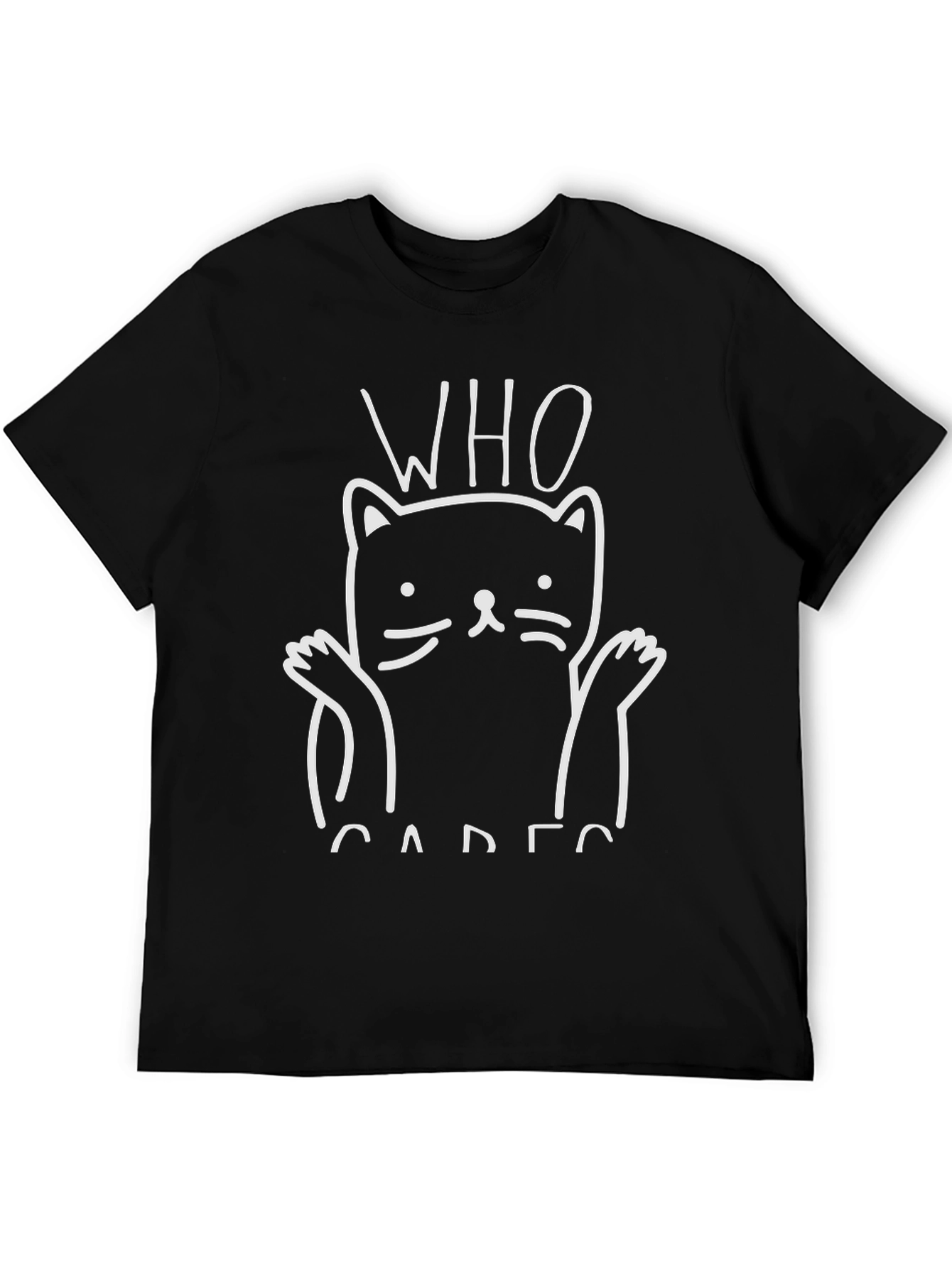 Who Cares Cat Graphic Tee - Funny Unisex T-Shirt
