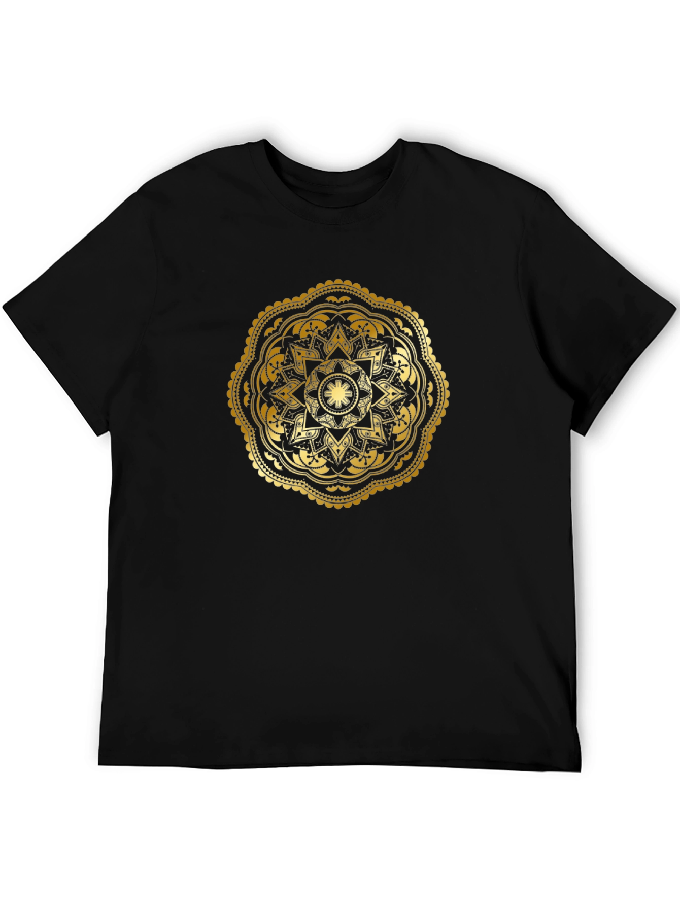 Gold Mandala Graphic Black T-Shirt