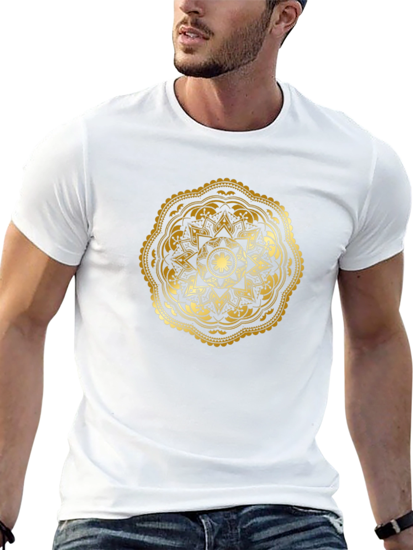 Gold Mandala Graphic Black T-Shirt