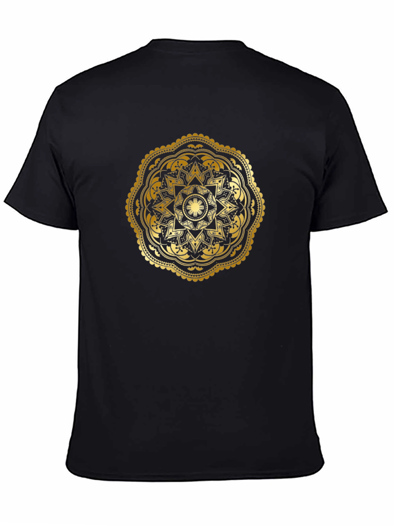 Gold Mandala Graphic Black T-Shirt
