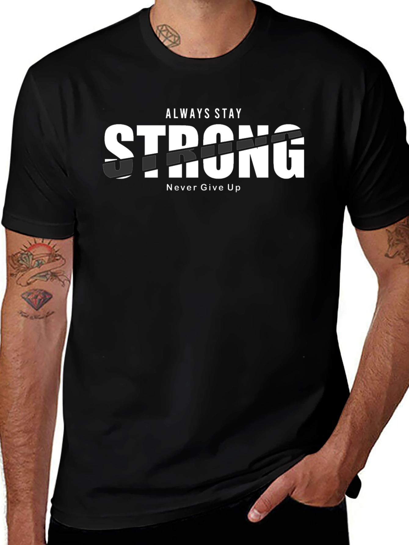 Stay Strong Graphic Tee - Mens Black T-Shirt