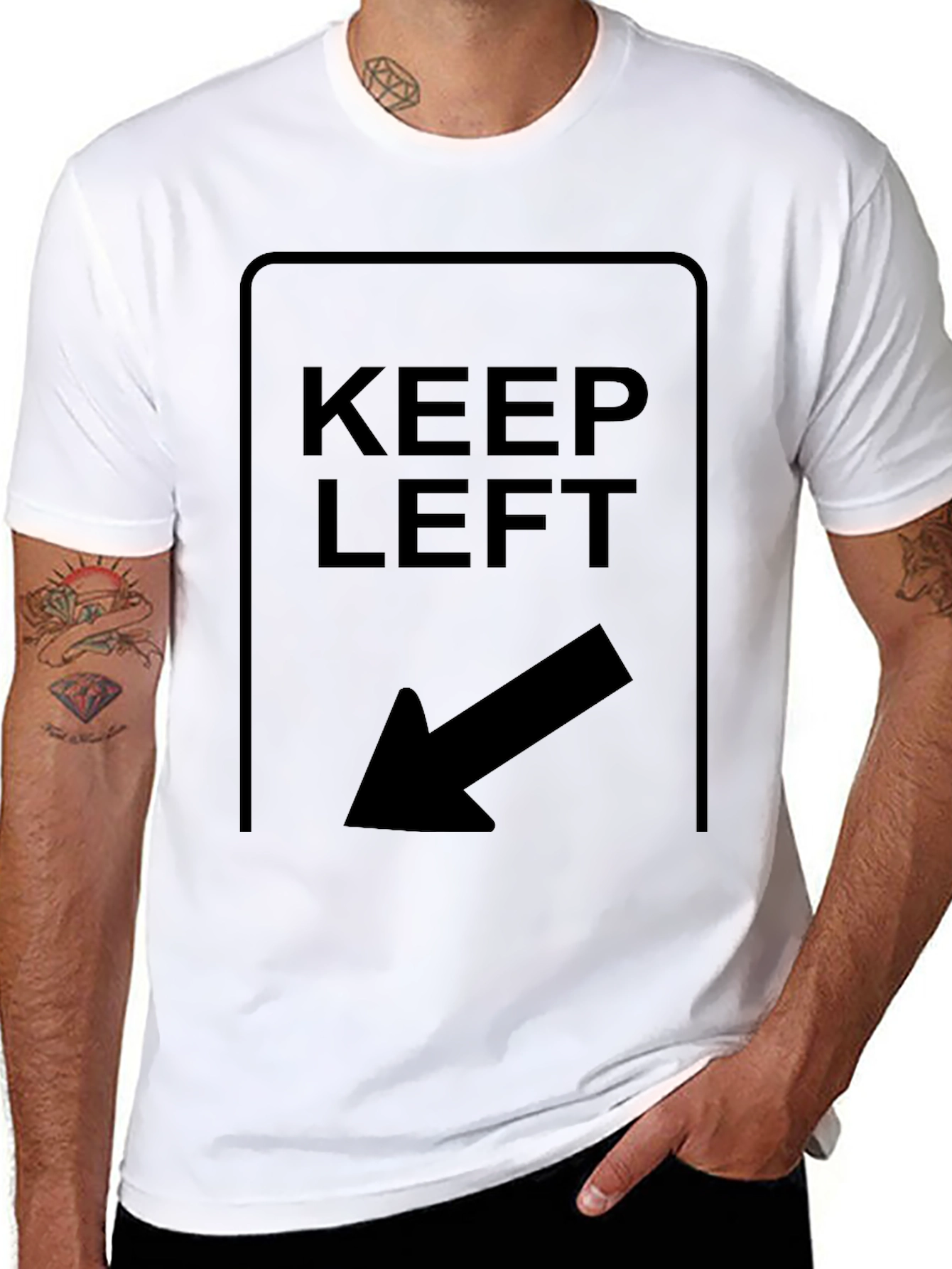 Keep Left T-Shirt - Directional Arrow Design