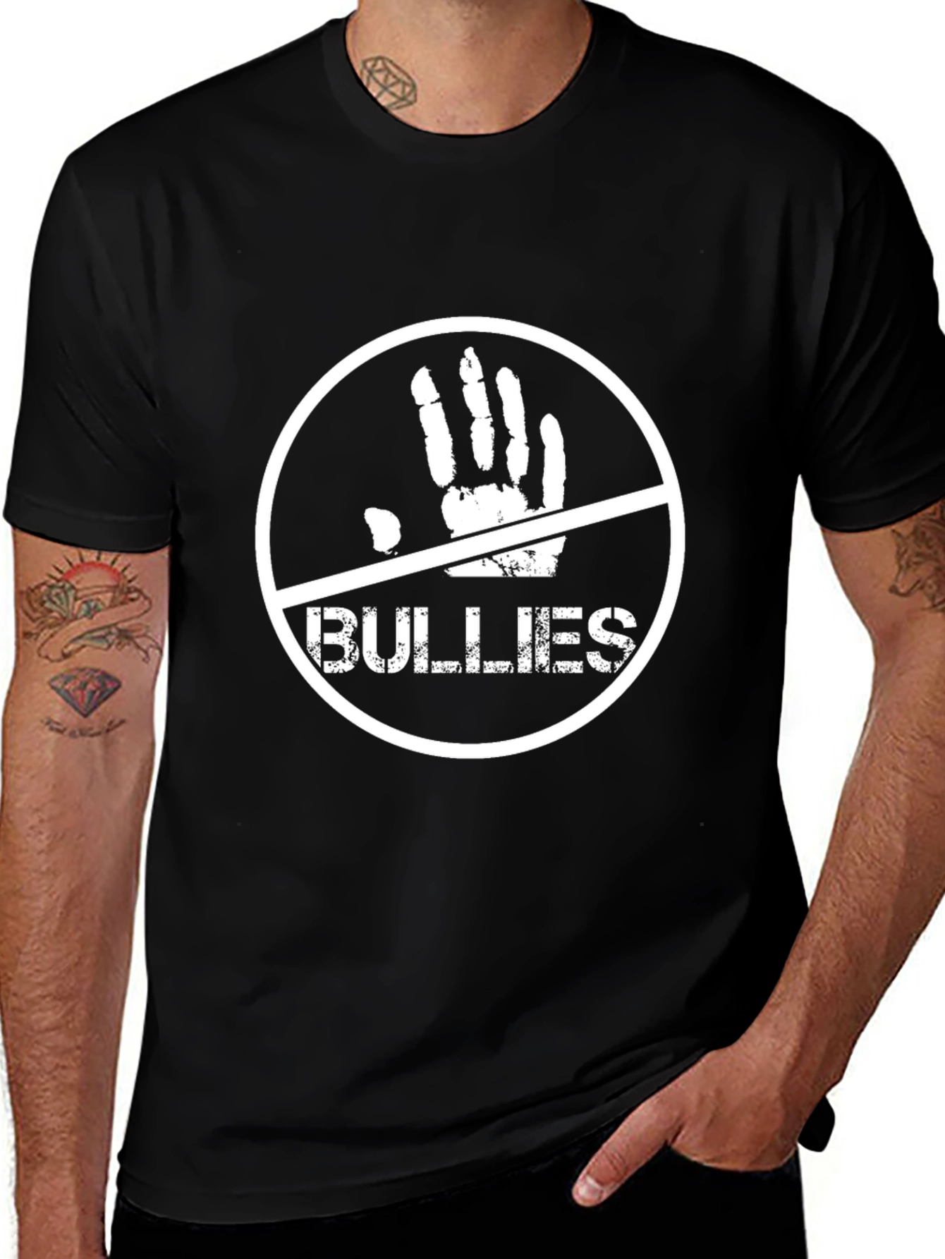 Anti-Bullying Graphic Tee - Black Cotton T-Shirt
