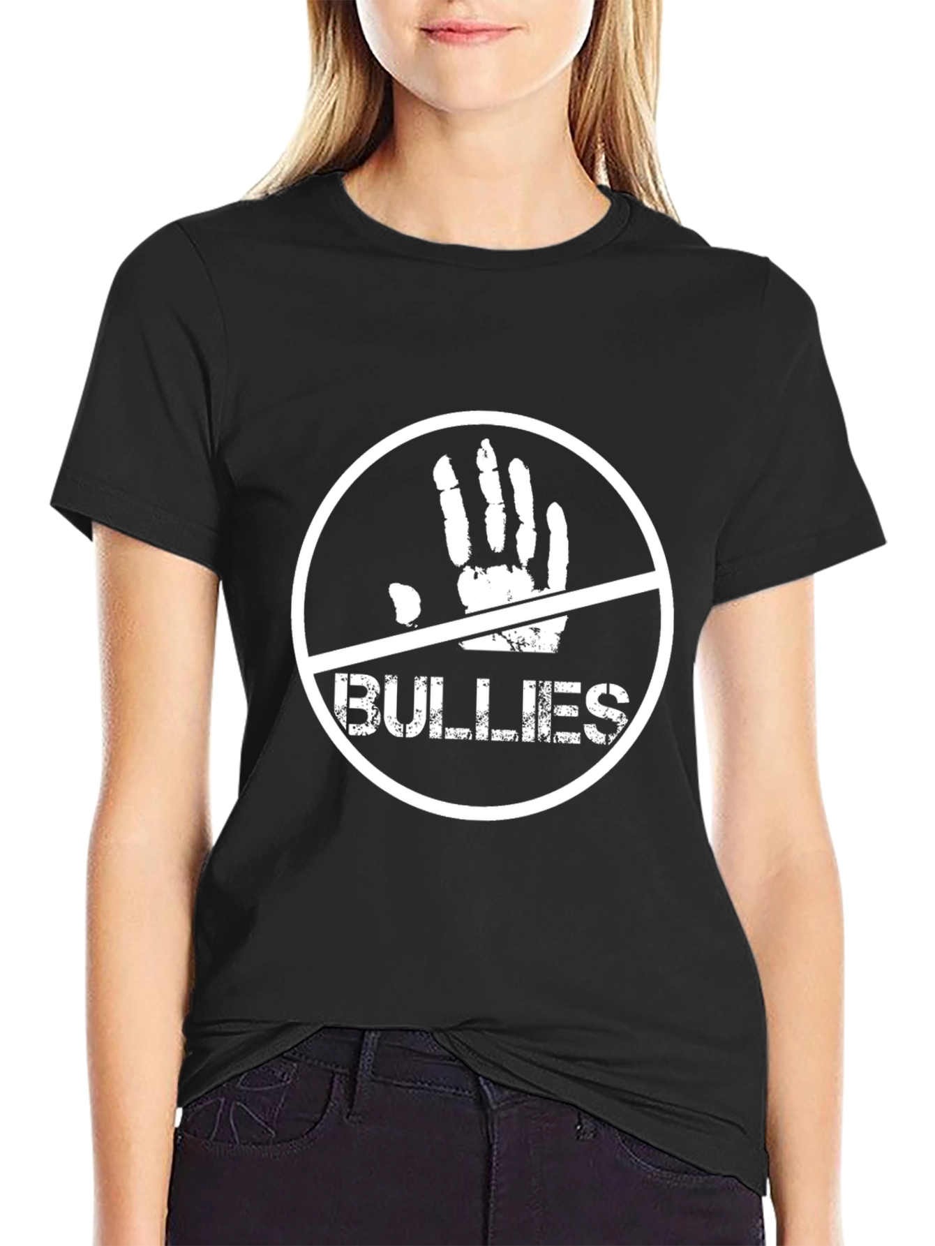 Anti-Bullying Graphic Tee - Black Cotton T-Shirt