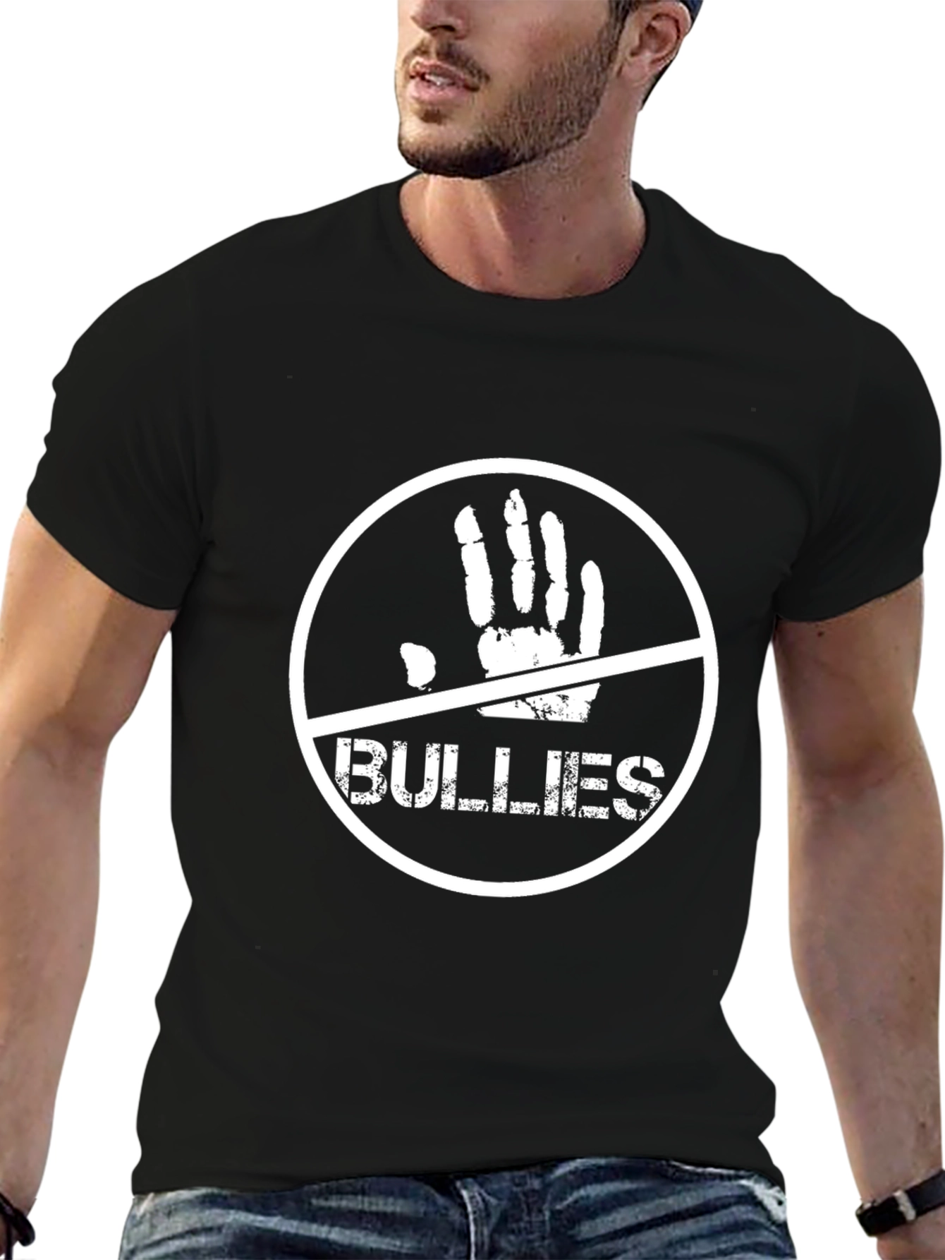 Anti-Bullying Graphic Tee - Black Cotton T-Shirt