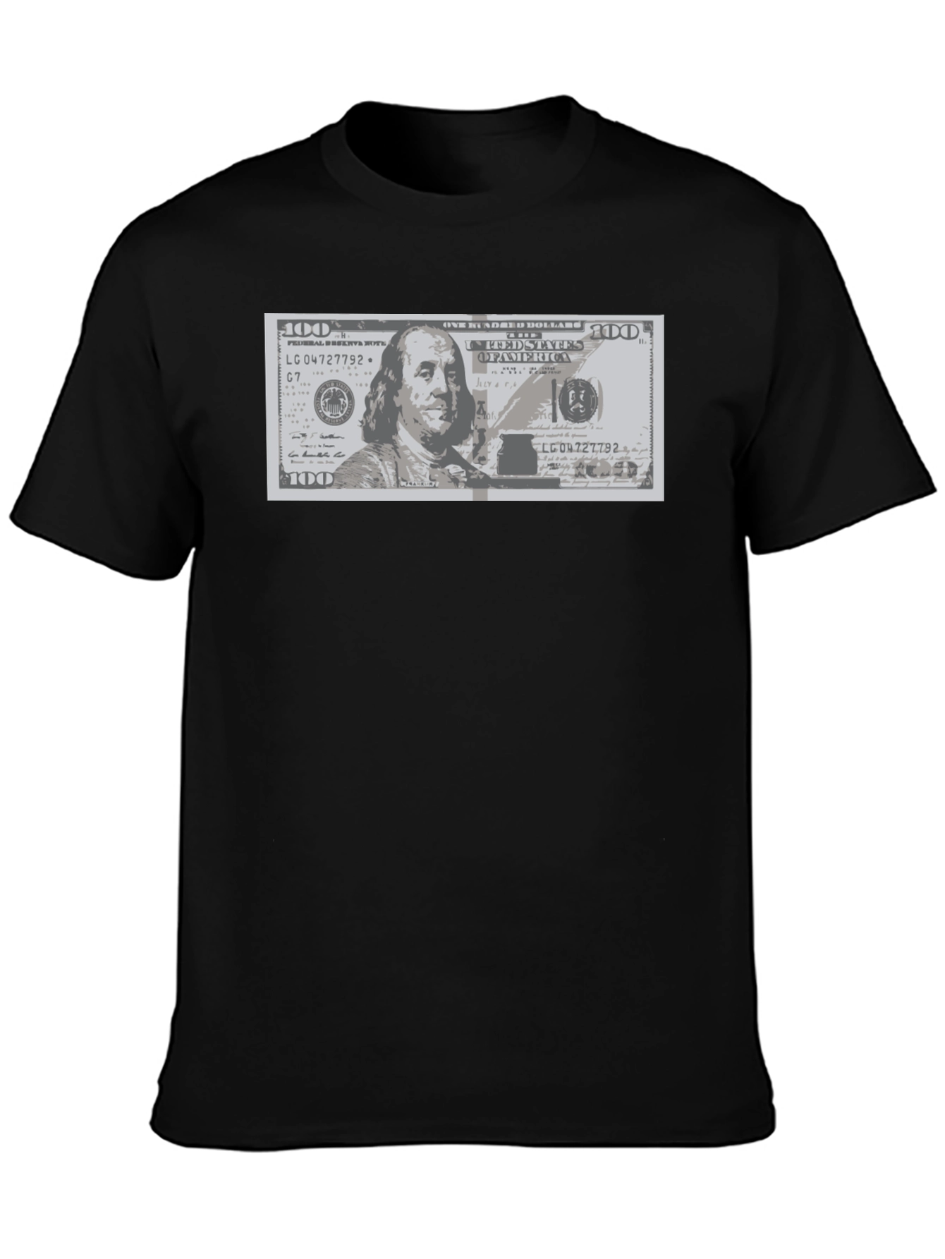 Black Graphic Tee - $100 Bill Design