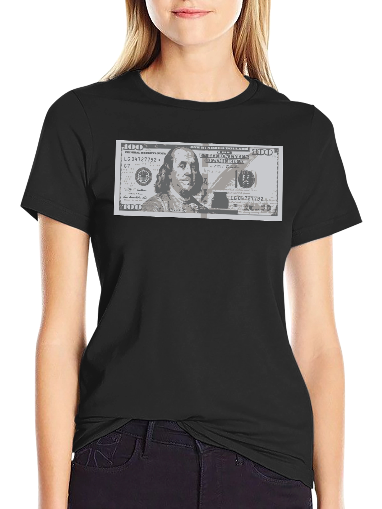 Black Graphic Tee - $100 Bill Design