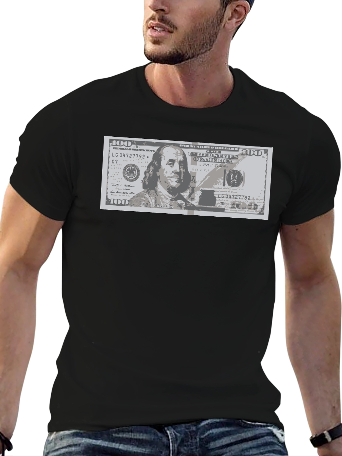 Black Graphic Tee - $100 Bill Design