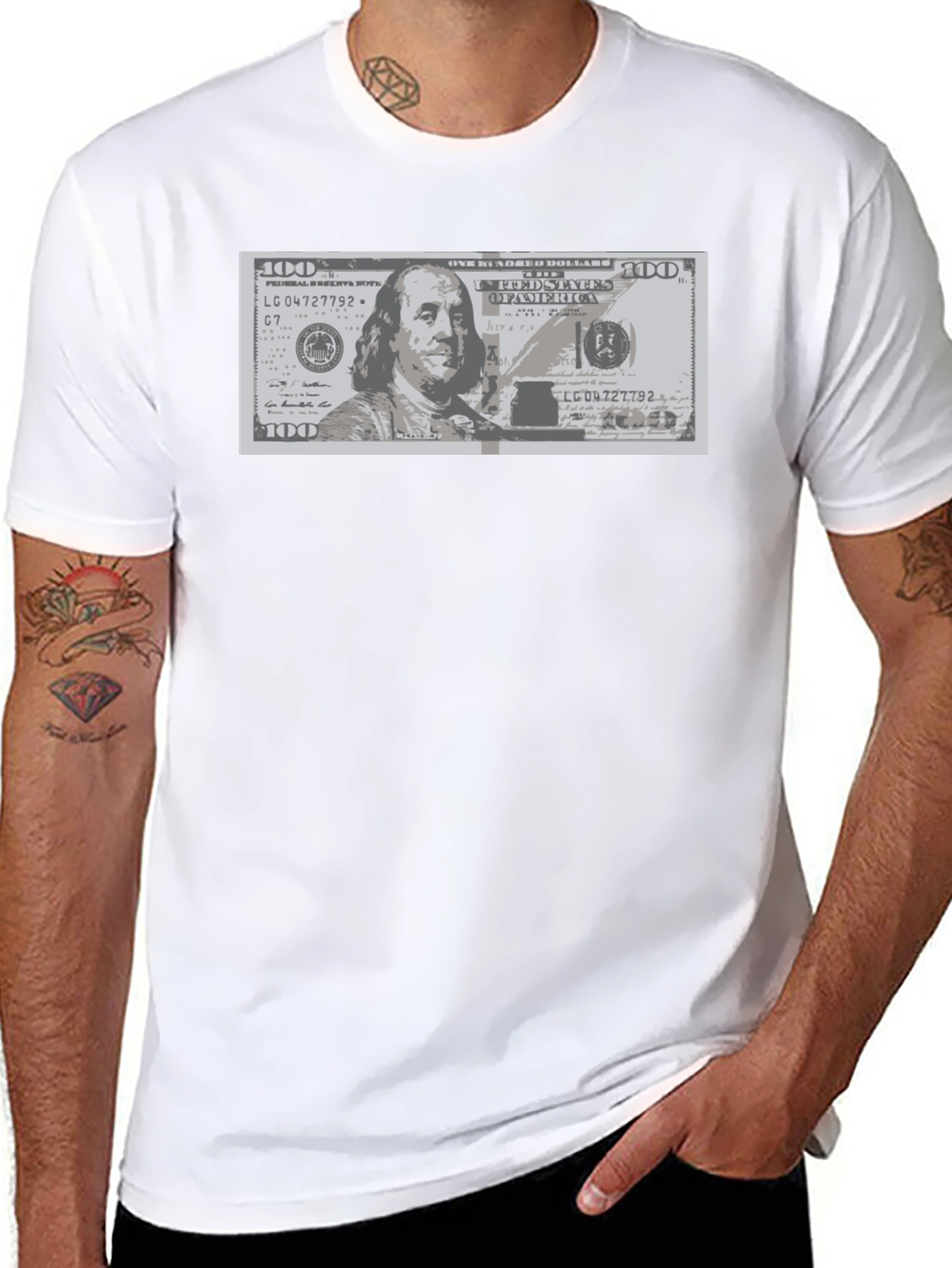 Black Graphic Tee - $100 Bill Design