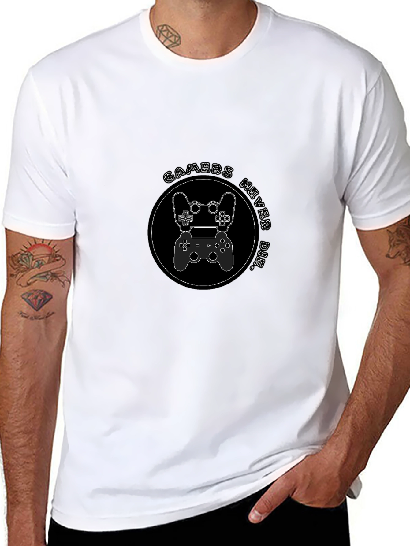 Gamers Never Die Black Graphic Tee