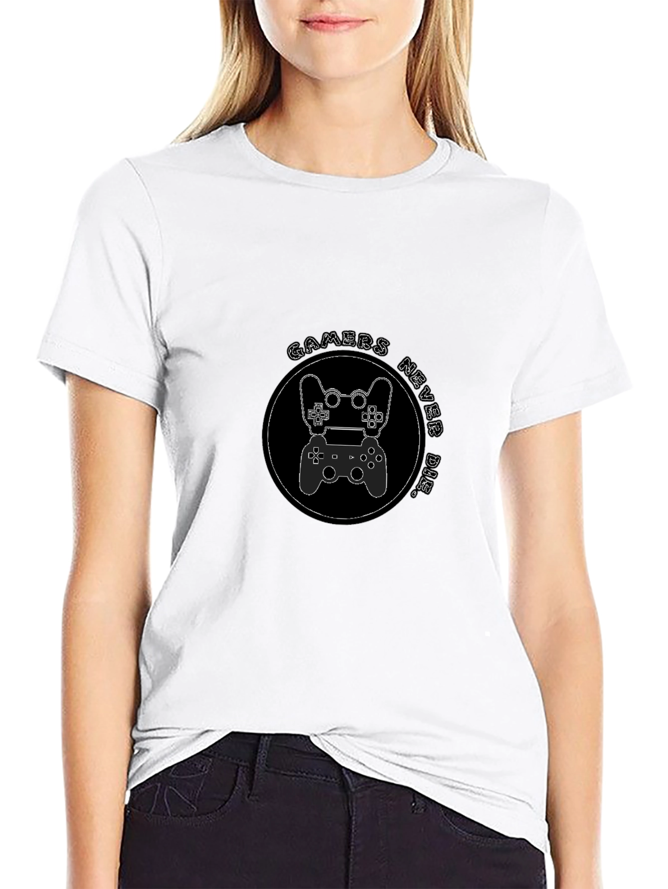Gamers Never Die Black Graphic Tee