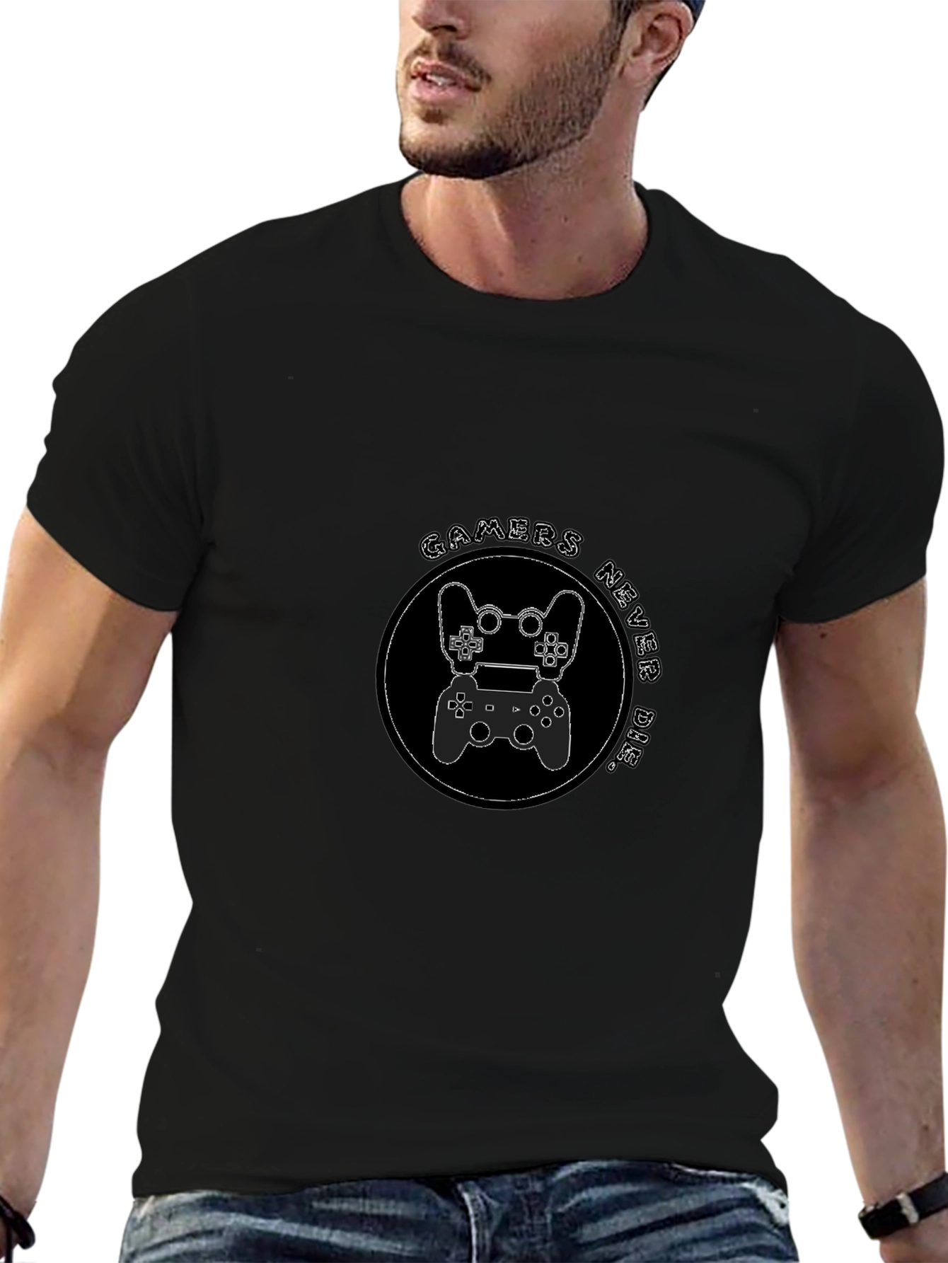 Gamers Never Die Black Graphic Tee