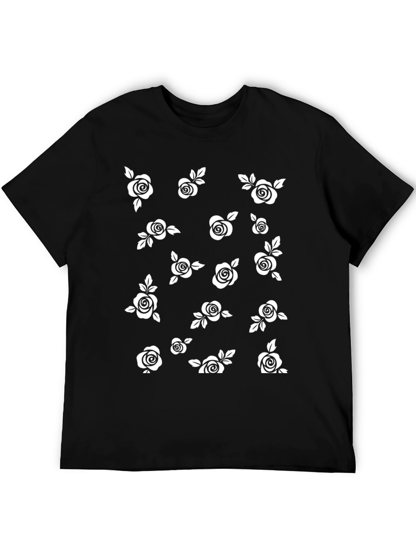 Black Tee with White Floral Pattern