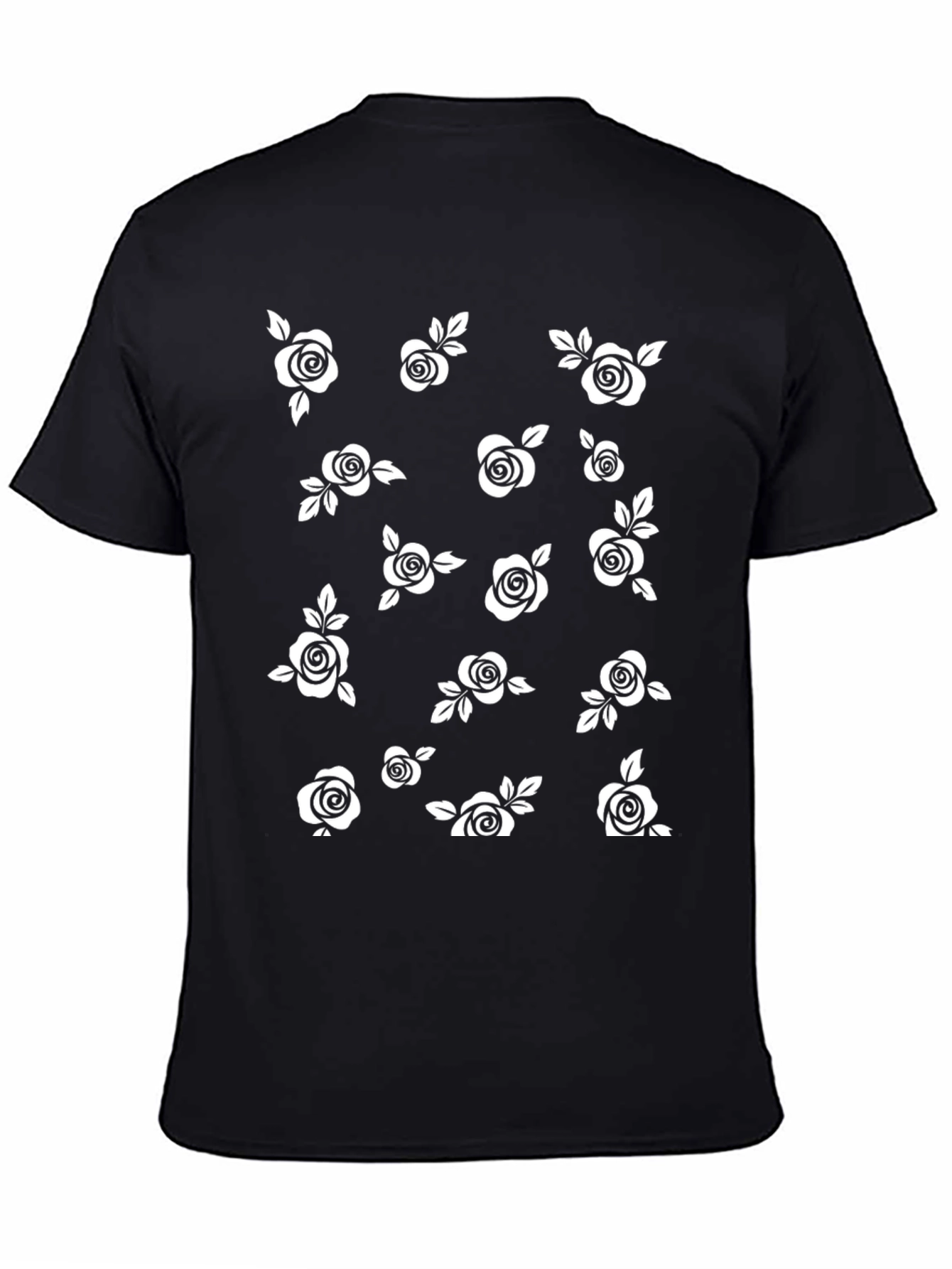 Black Tee with White Floral Pattern