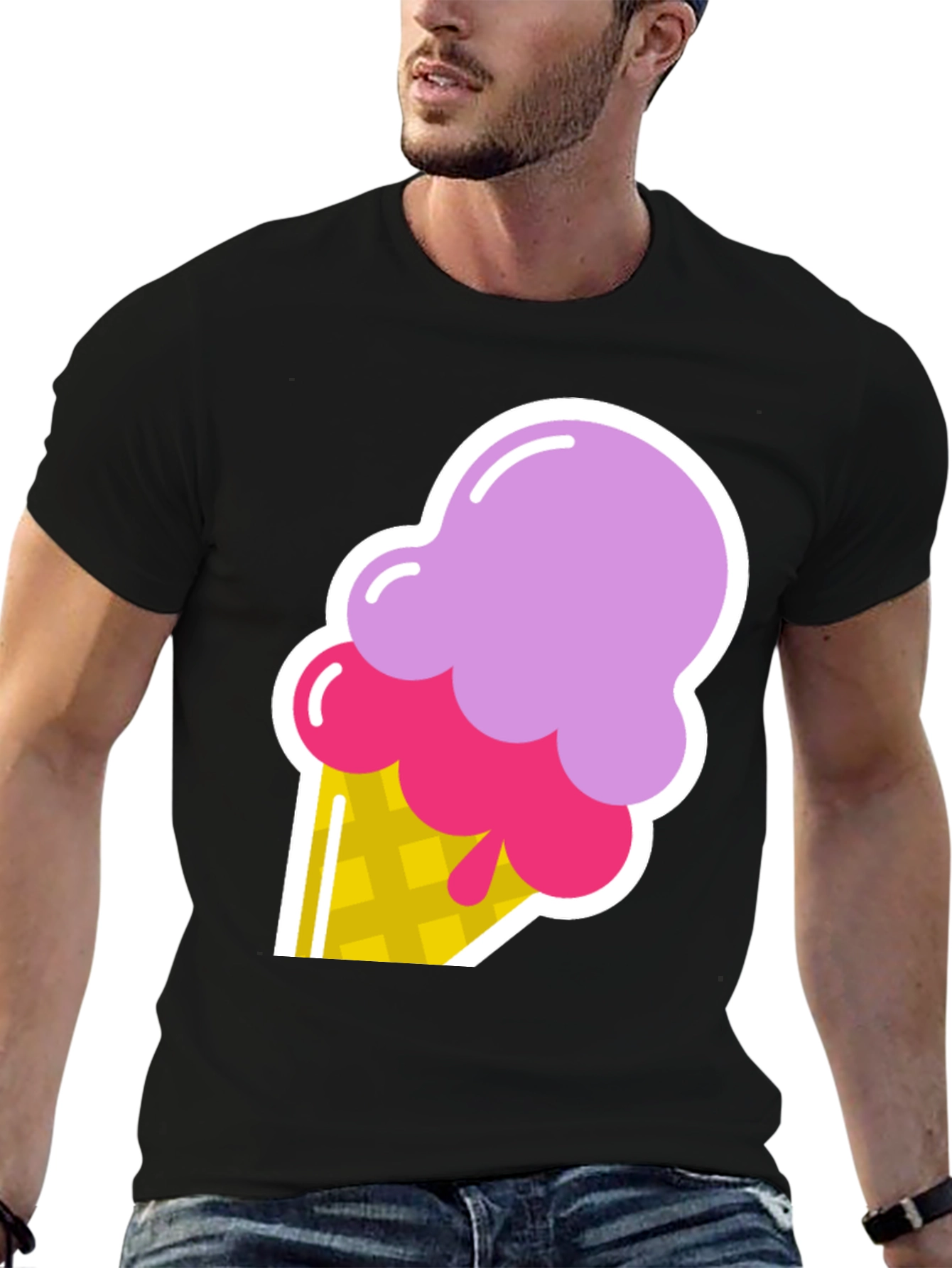 Ice Cream Graphic Black T-Shirt