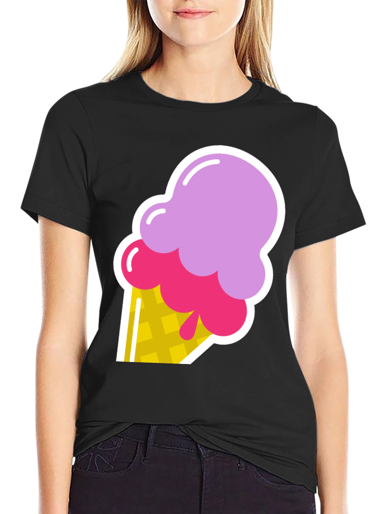 Ice Cream Graphic Black T-Shirt