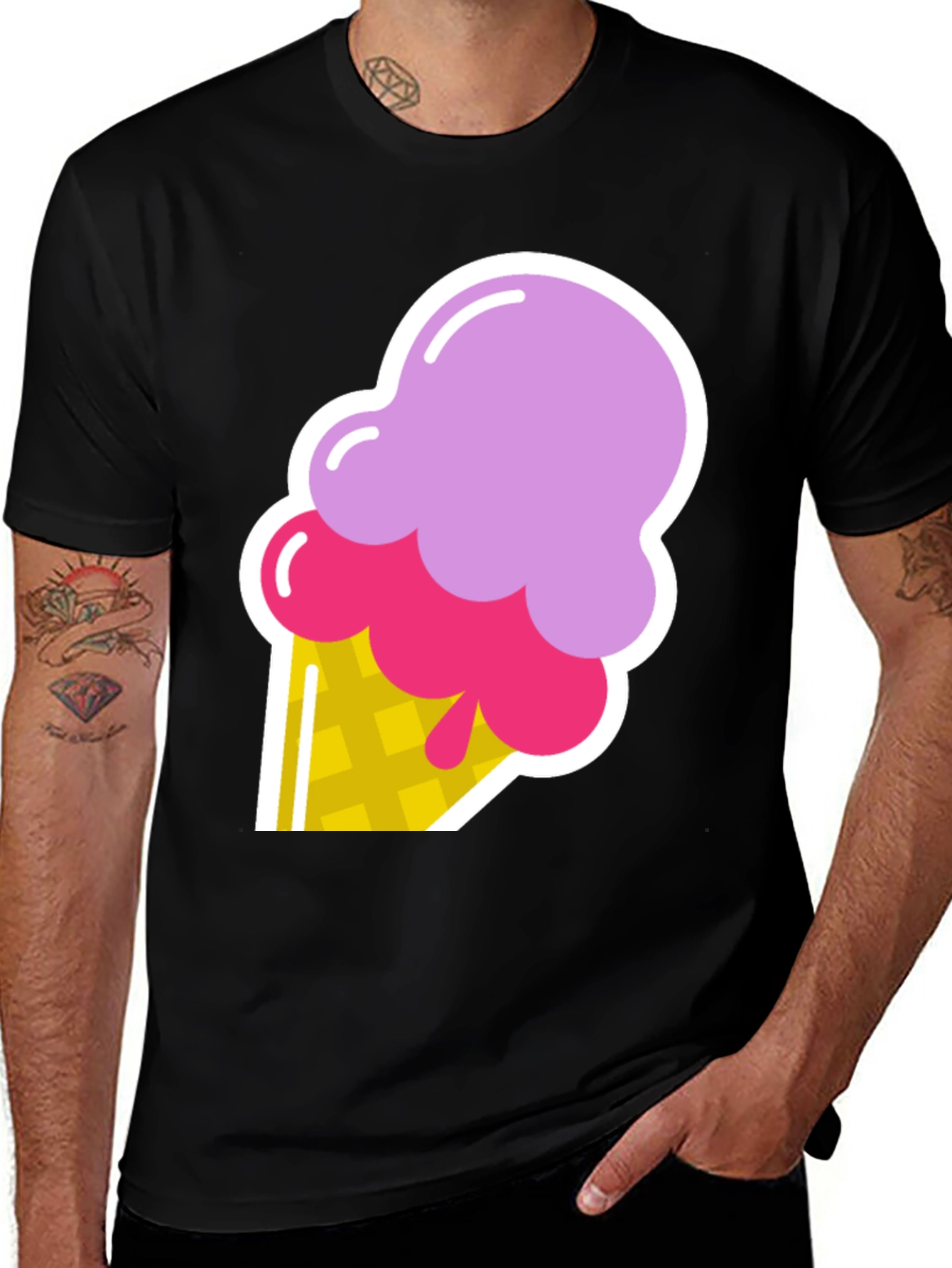 Ice Cream Graphic Black T-Shirt