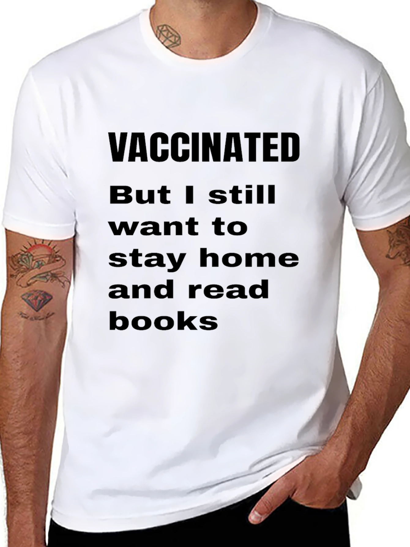 Vaccinated Stay Home Read Books Graphic T-Shirt