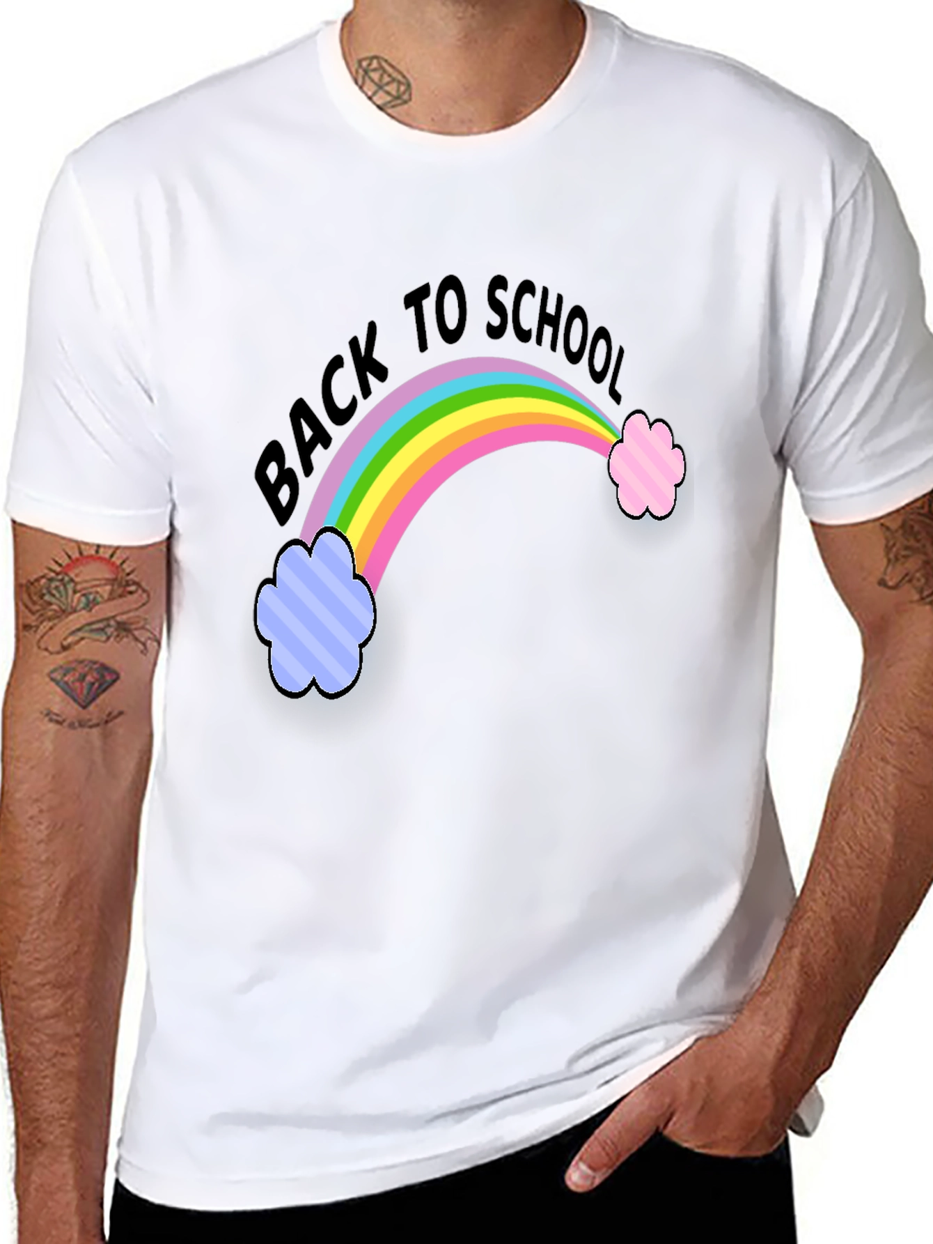 Back to School Rainbow T-Shirt - Black