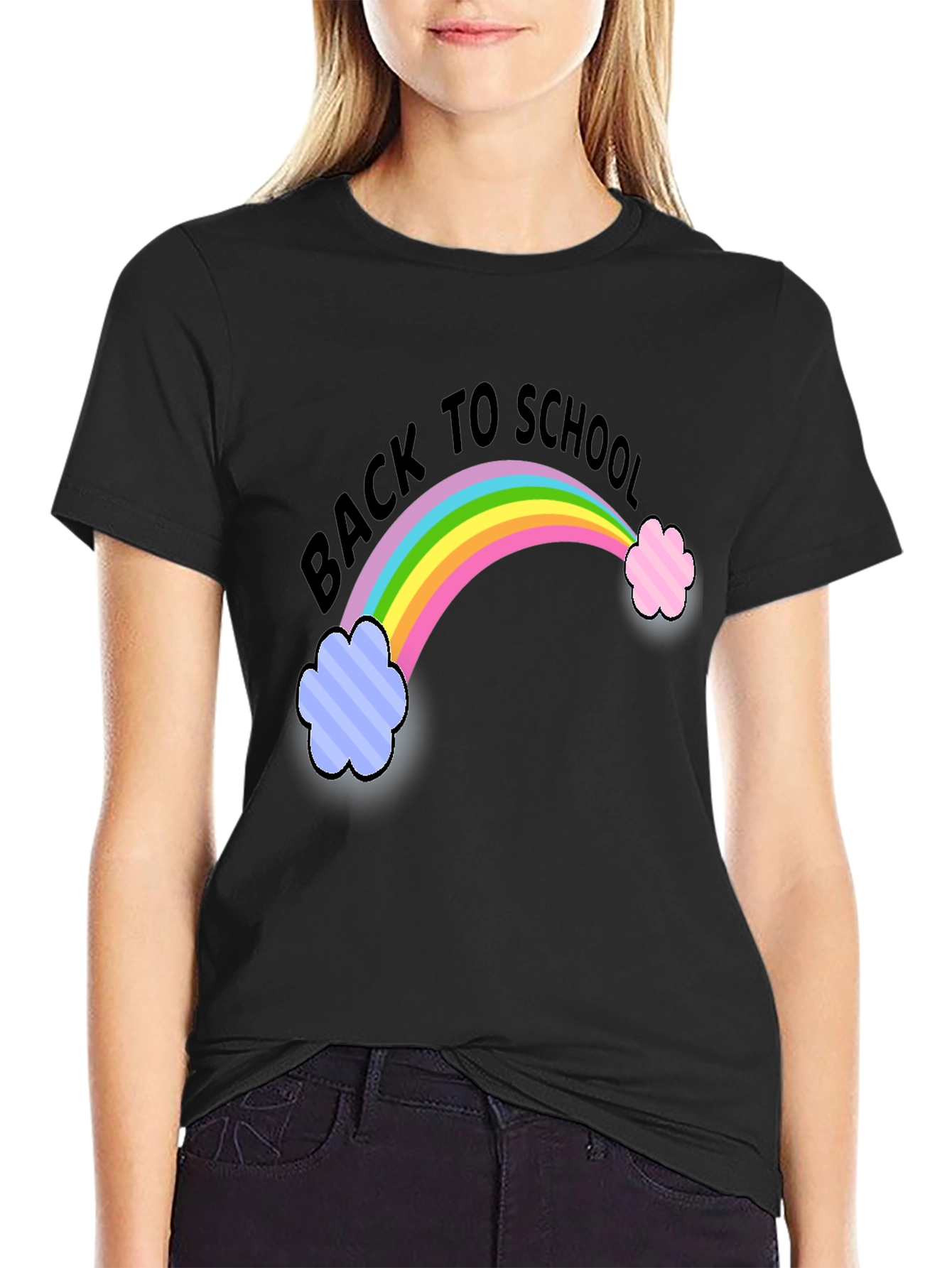 Back to School Rainbow T-Shirt - Black