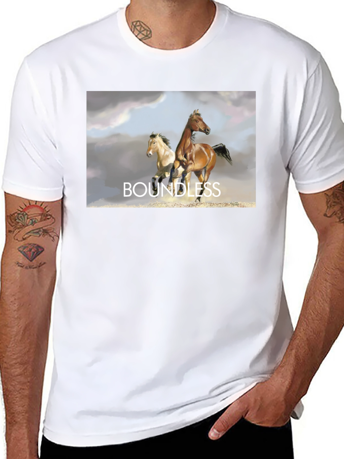 Boundless Horse Graphic Tee - Black Cotton T-Shirt