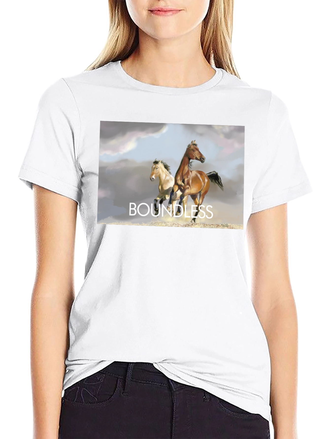 Boundless Horse Graphic Tee - Black Cotton T-Shirt
