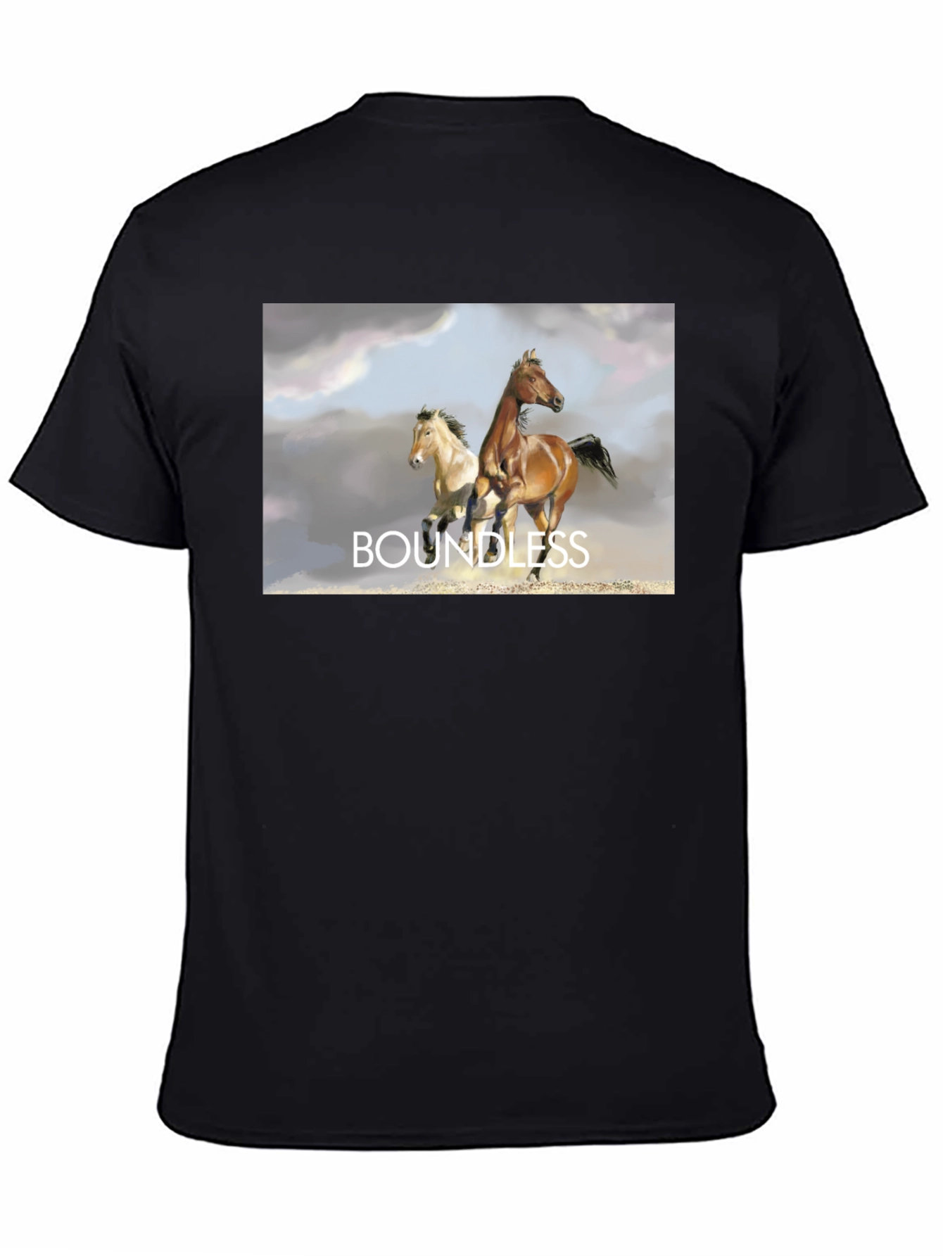 Boundless Horse Graphic Tee - Black Cotton T-Shirt