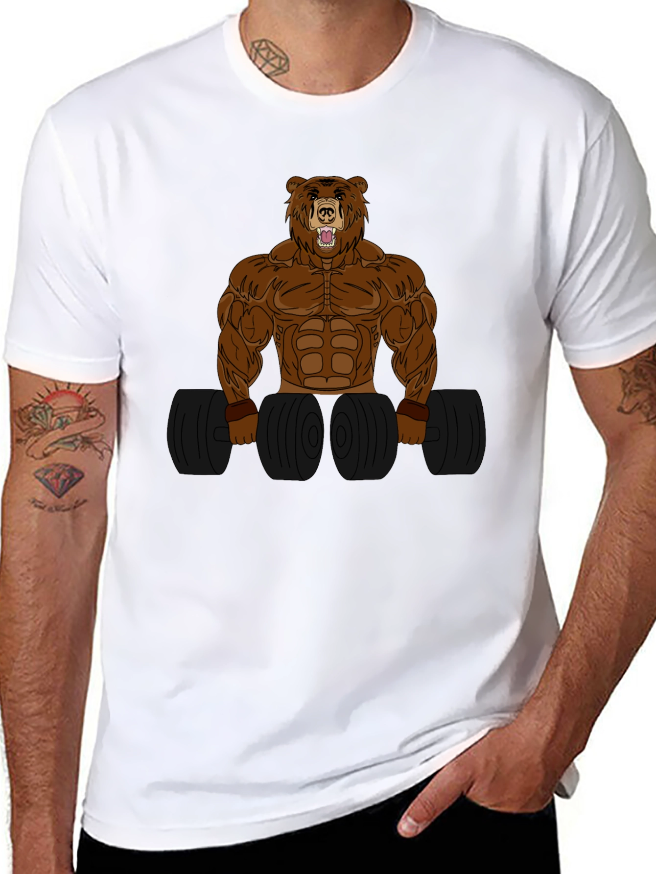 Bear Bodybuilder Graphic Tee - Funny Gym Shirt