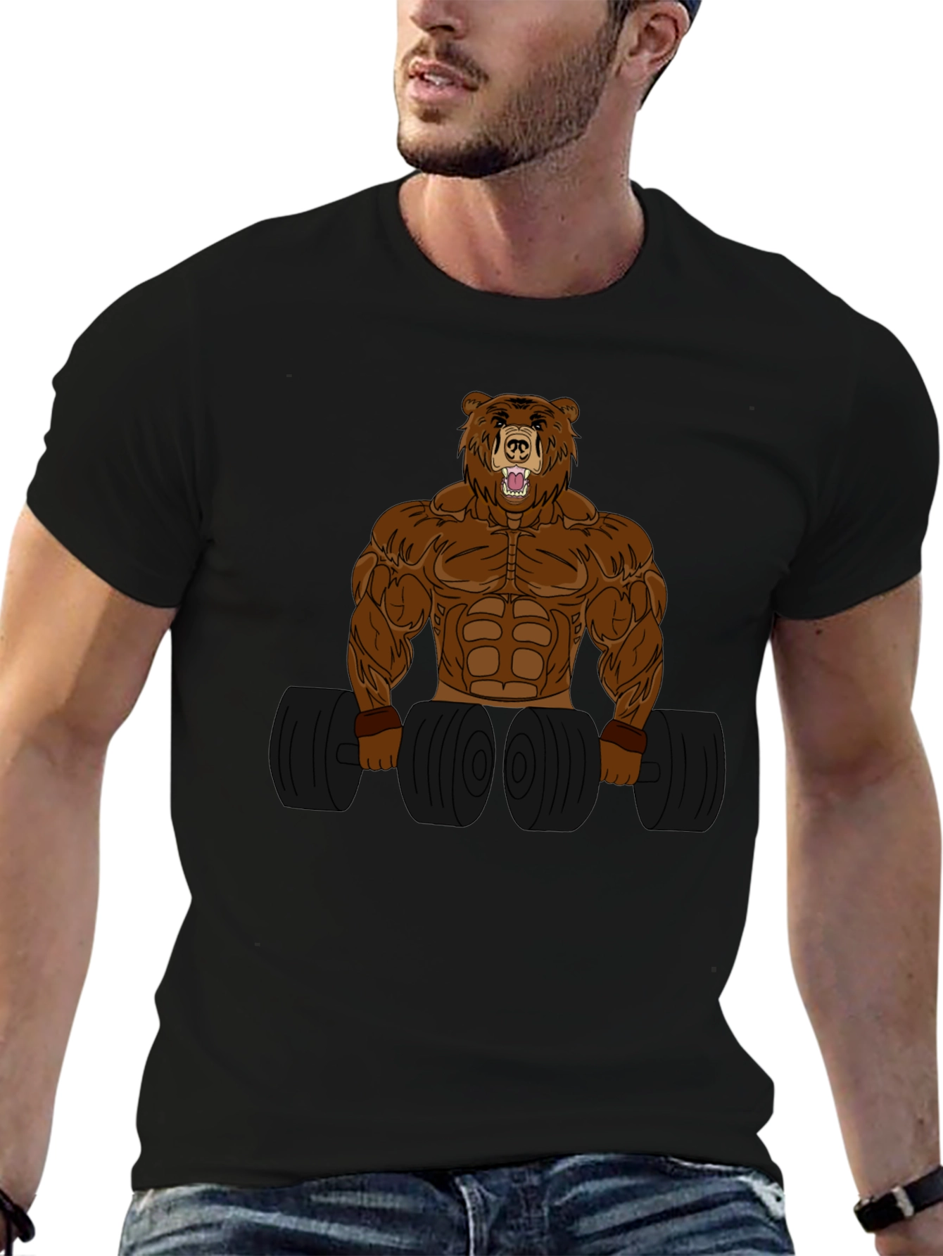 Bear Bodybuilder Graphic Tee - Funny Gym Shirt