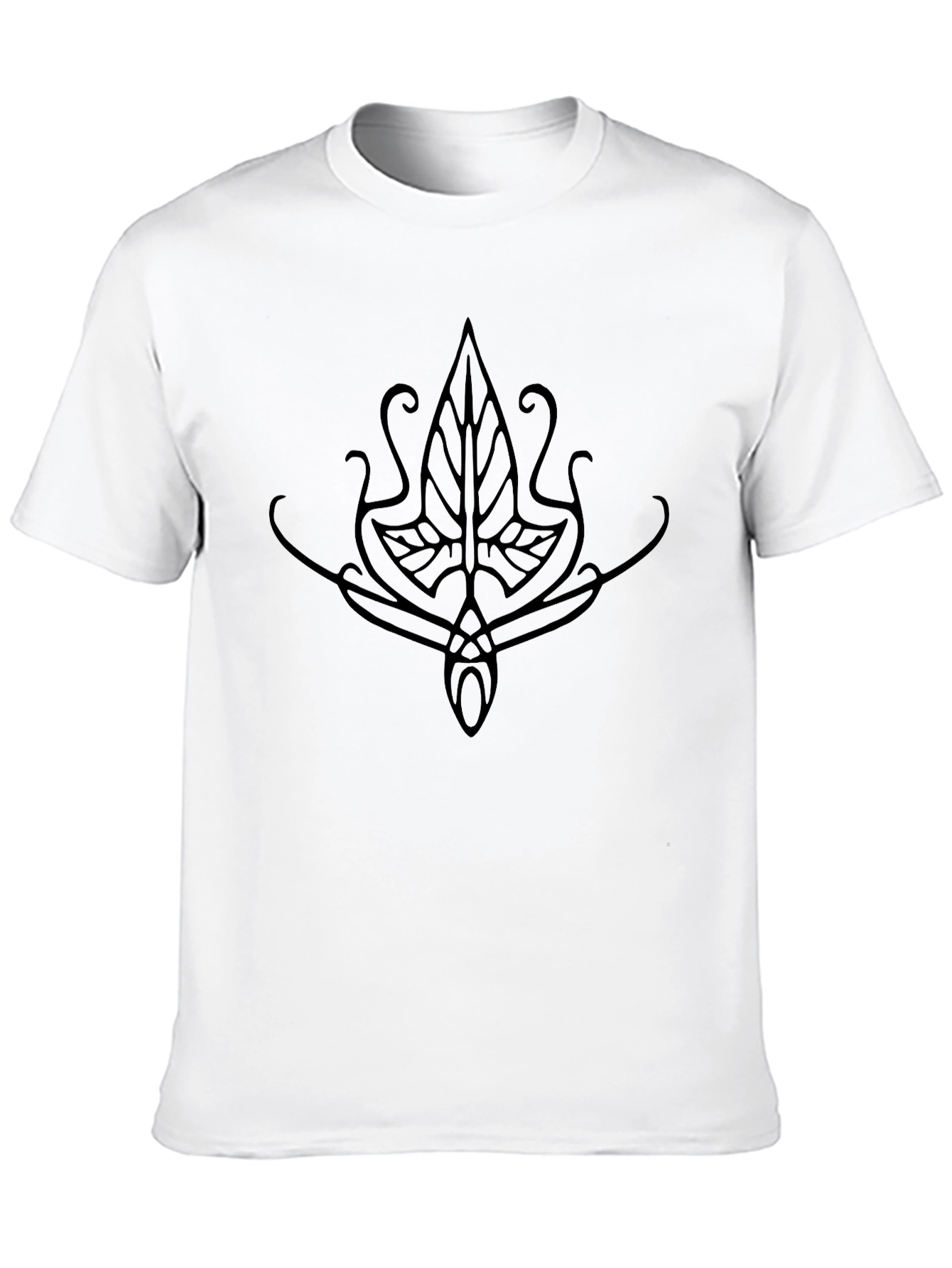 Elven Leaf Design Black T-Shirt