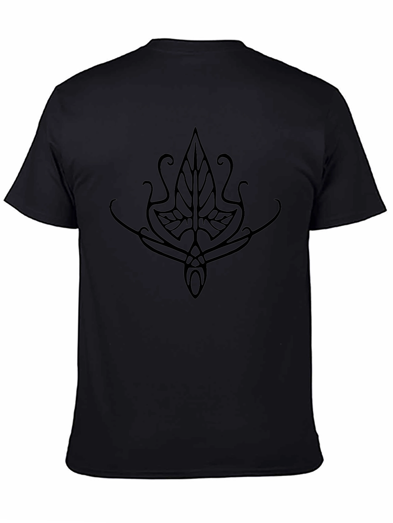 Elven Leaf Design Black T-Shirt