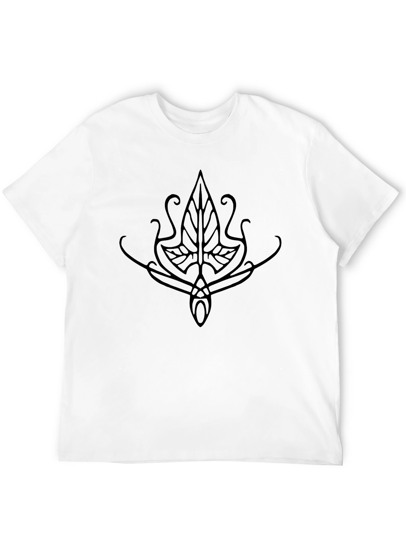 Elven Leaf Design Black T-Shirt