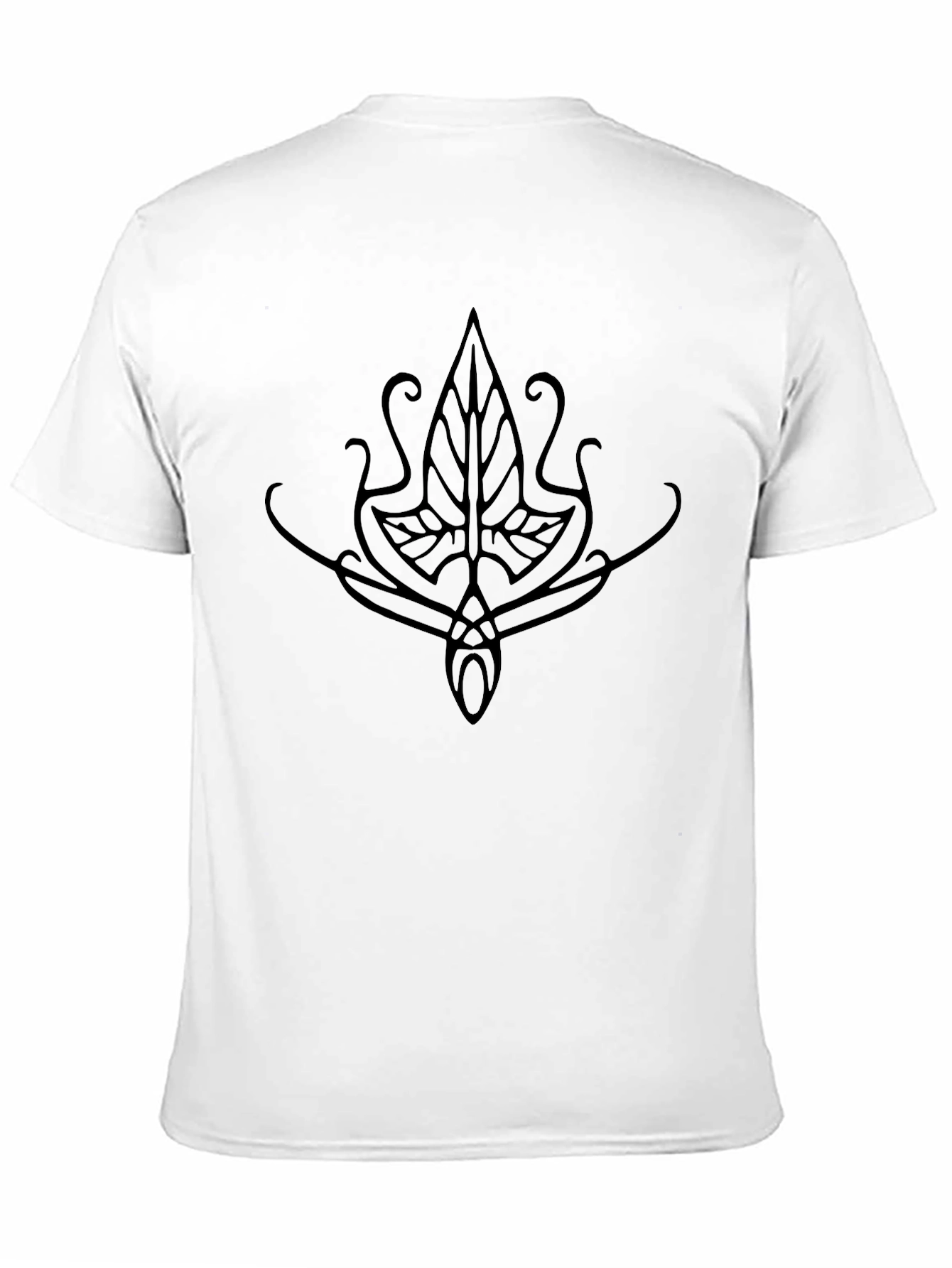 Elven Leaf Design Black T-Shirt