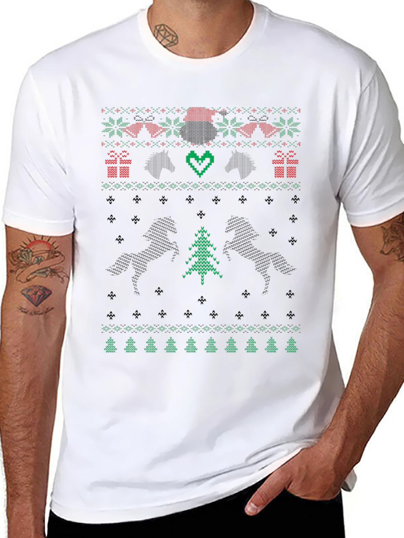 Ugly Christmas Sweater Style Horse T-Shirt