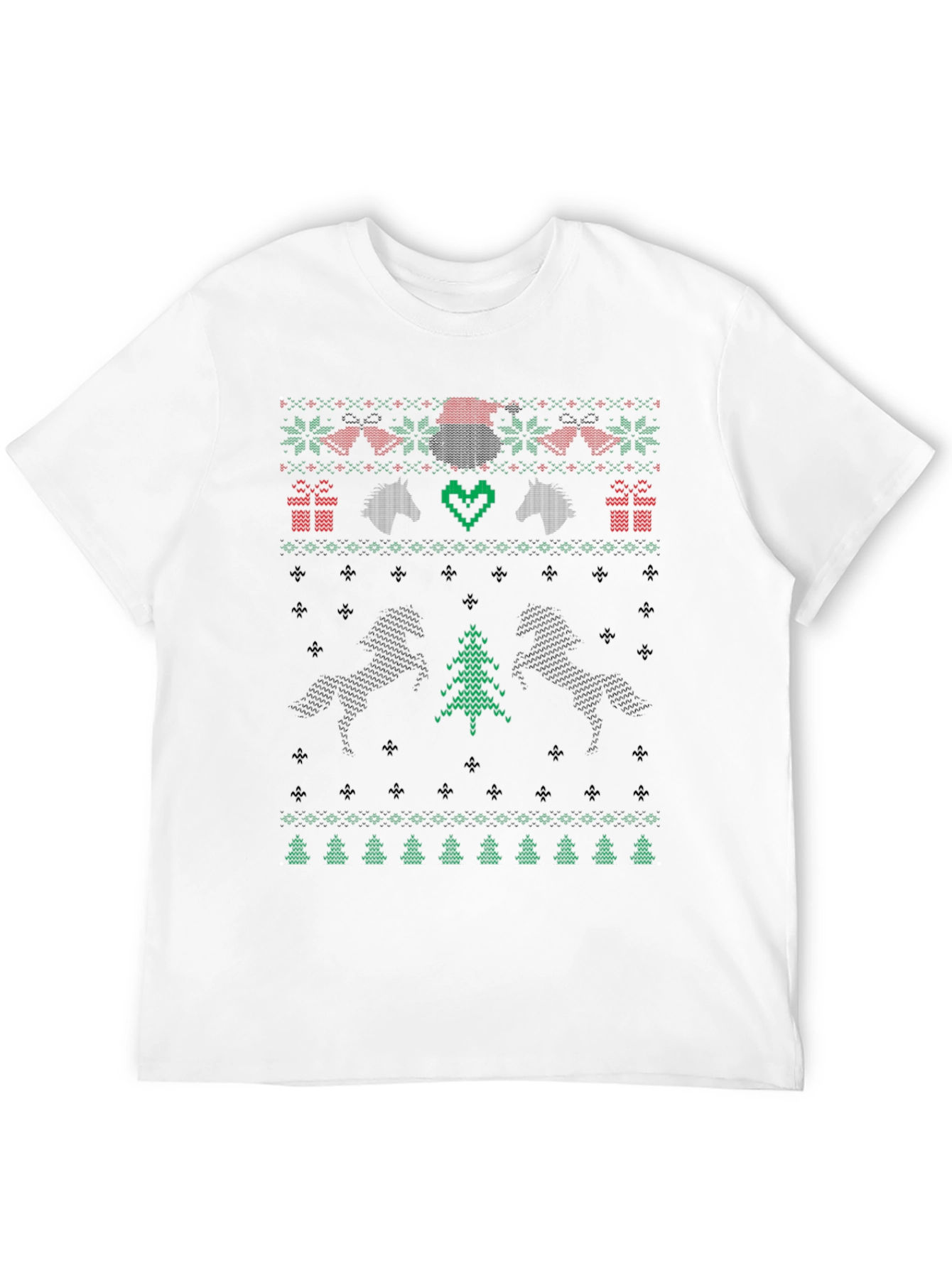 Ugly Christmas Sweater Style Horse T-Shirt