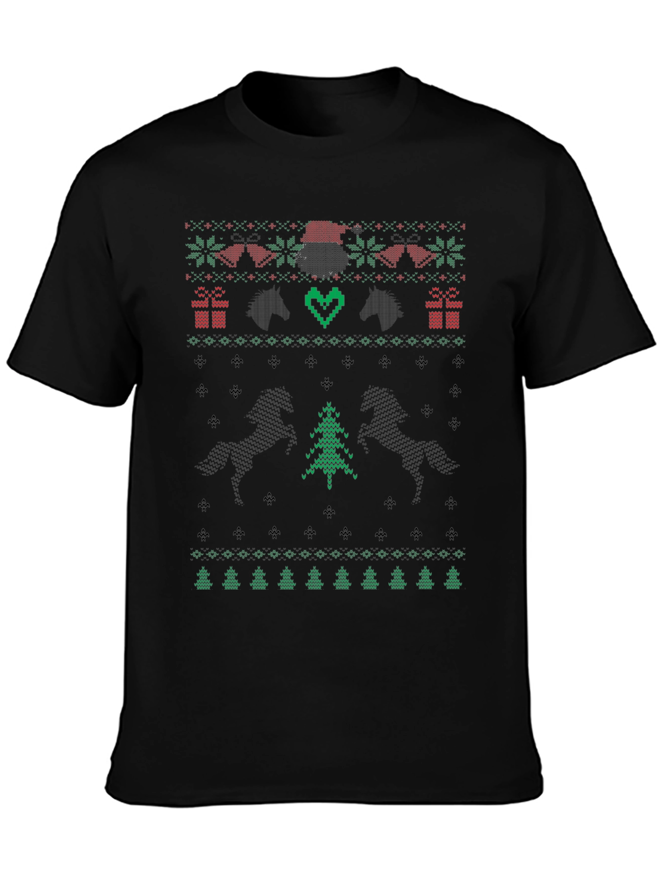 Ugly Christmas Sweater Style Horse T-Shirt