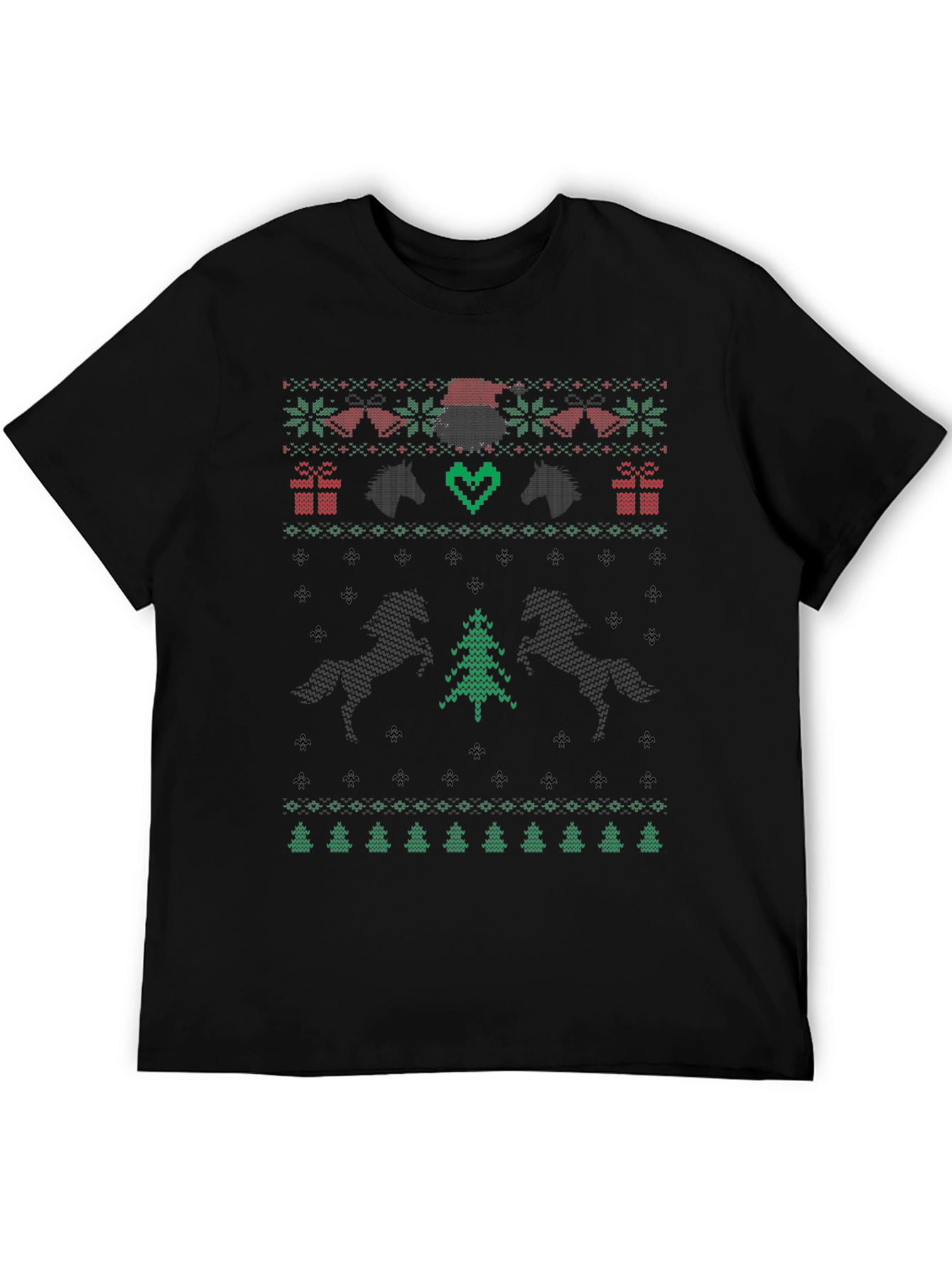 Ugly Christmas Sweater Style Horse T-Shirt