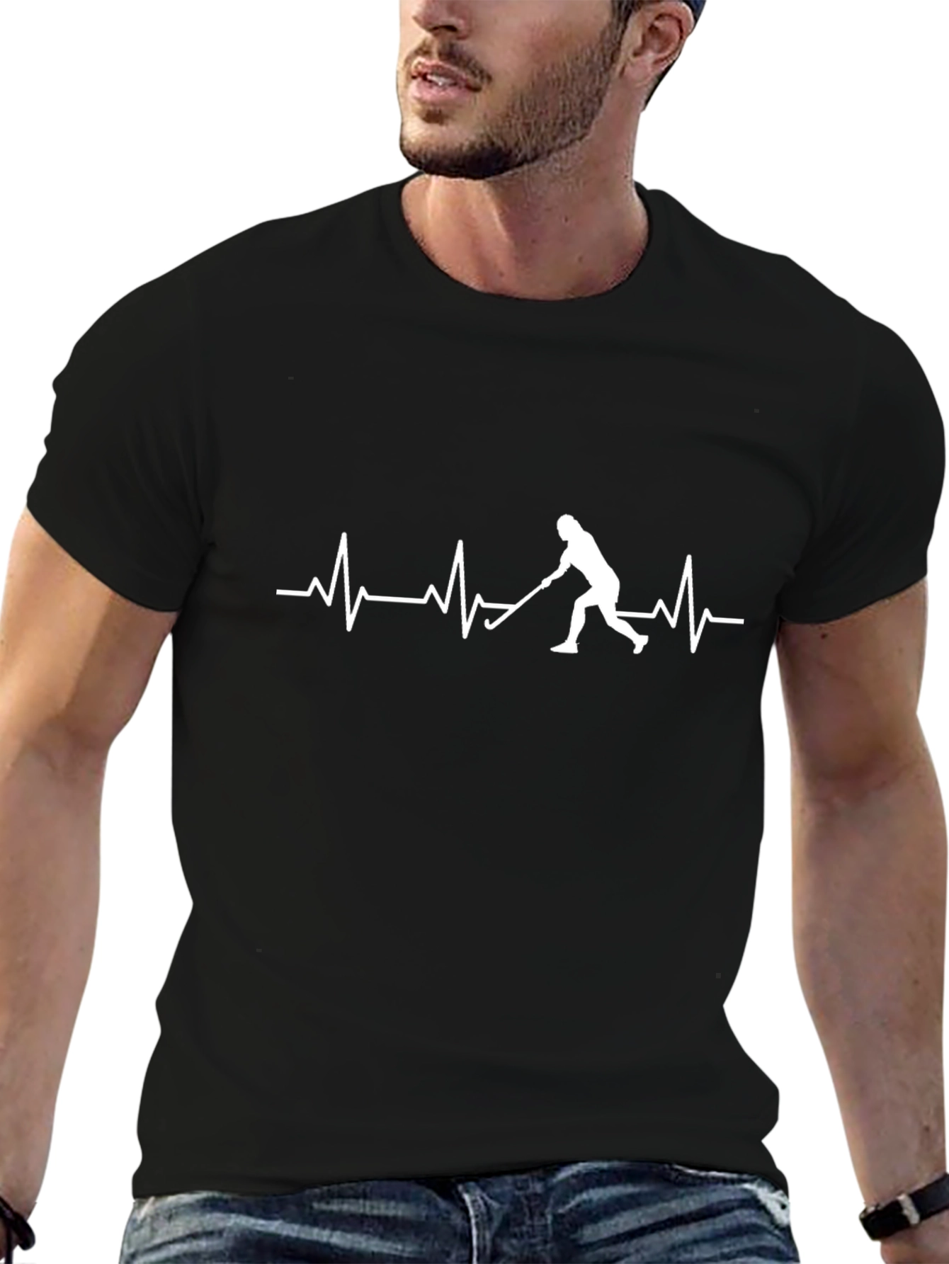 Hockey Heartbeat T-Shirt - Black