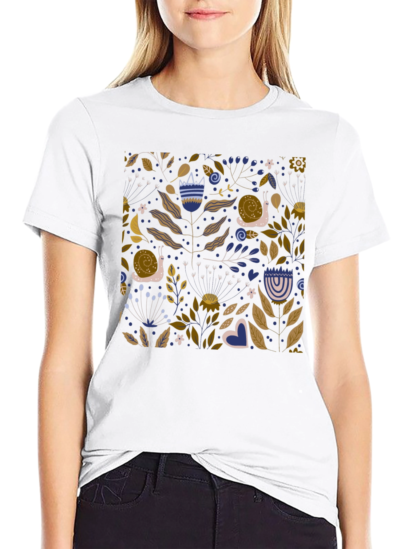 Nature Pattern Black T-Shirt
