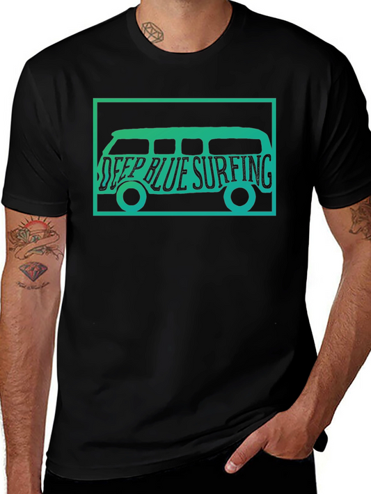 Deep Blue Surfing Van Graphic Tee - Black