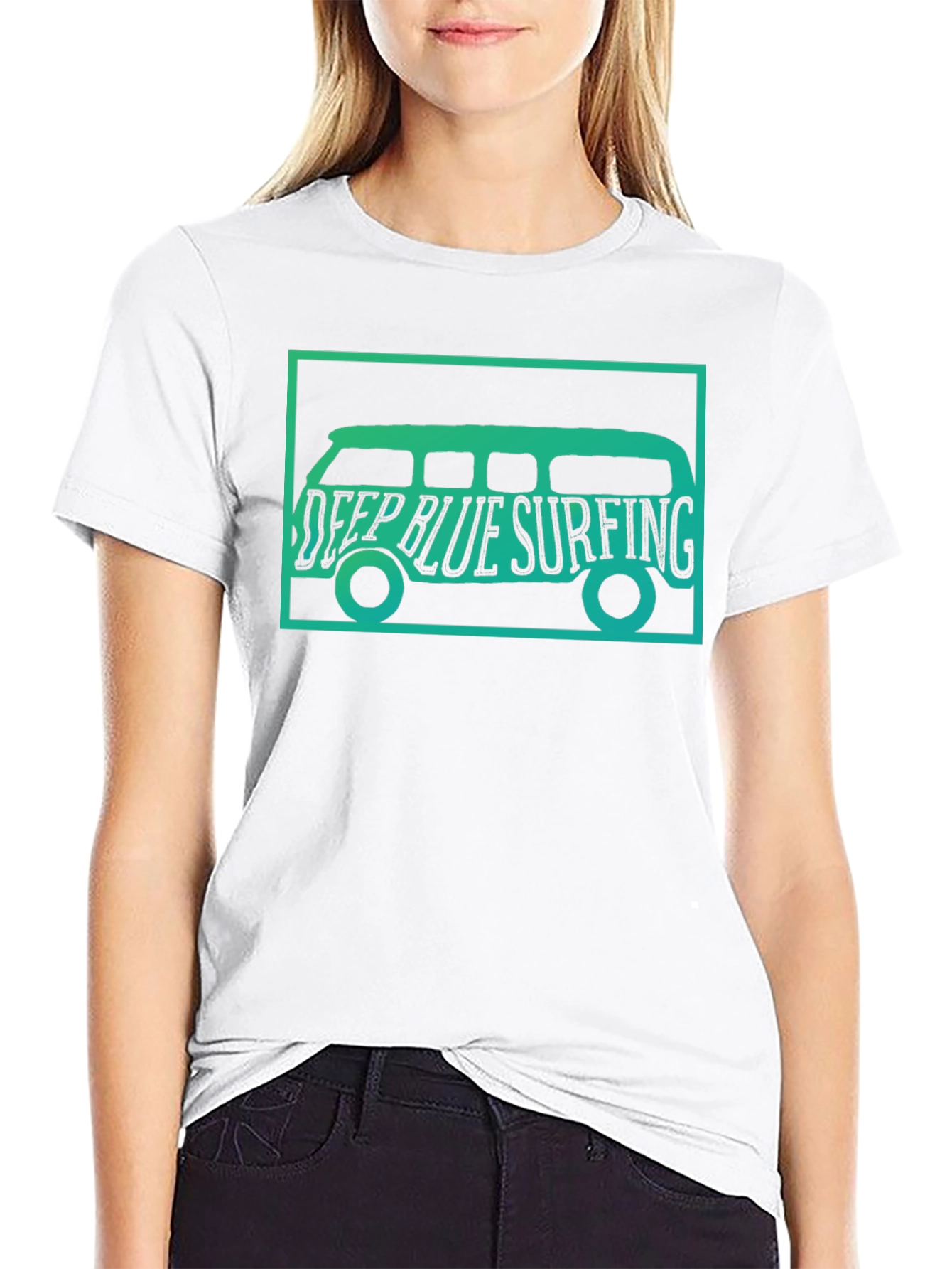 Deep Blue Surfing Van Graphic Tee - Black