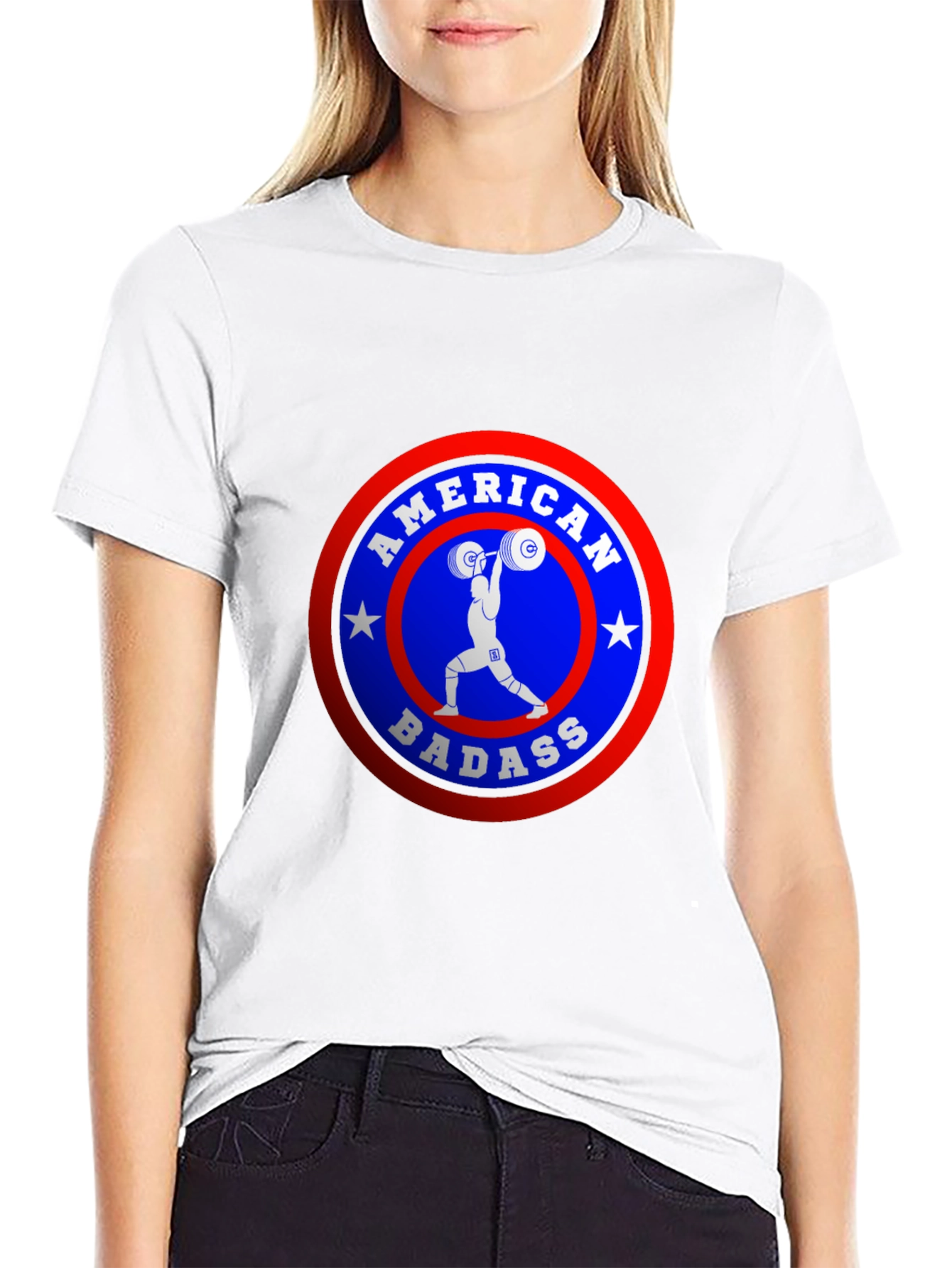 American Badass Weightlifting T-Shirt - Patriotic Pride!