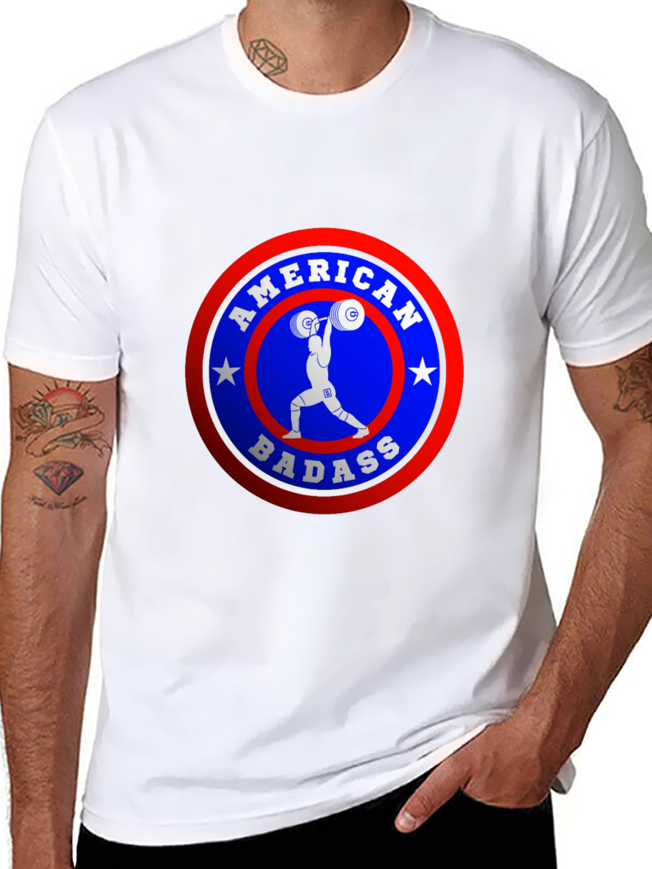 American Badass Weightlifting T-Shirt - Patriotic Pride!