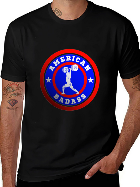 American Badass Weightlifting T-Shirt - Patriotic Pride!