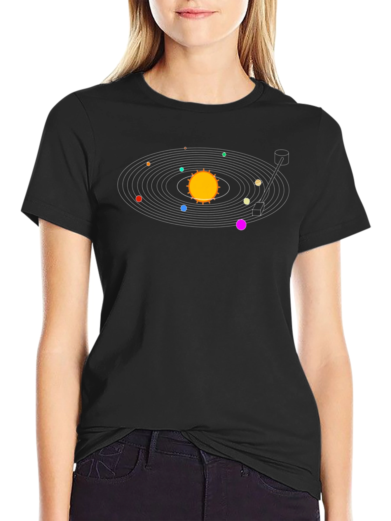 Solar System Turntable Graphic T-Shirt